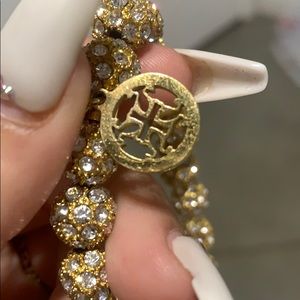 Rustic Guff Gold ball silver stone Bracelet